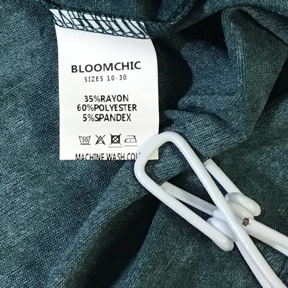 BLOOMCHIC 14-16 1x plus green jersey round neck short sleeve midi dress NWT  B24 - Picture 7 of 8